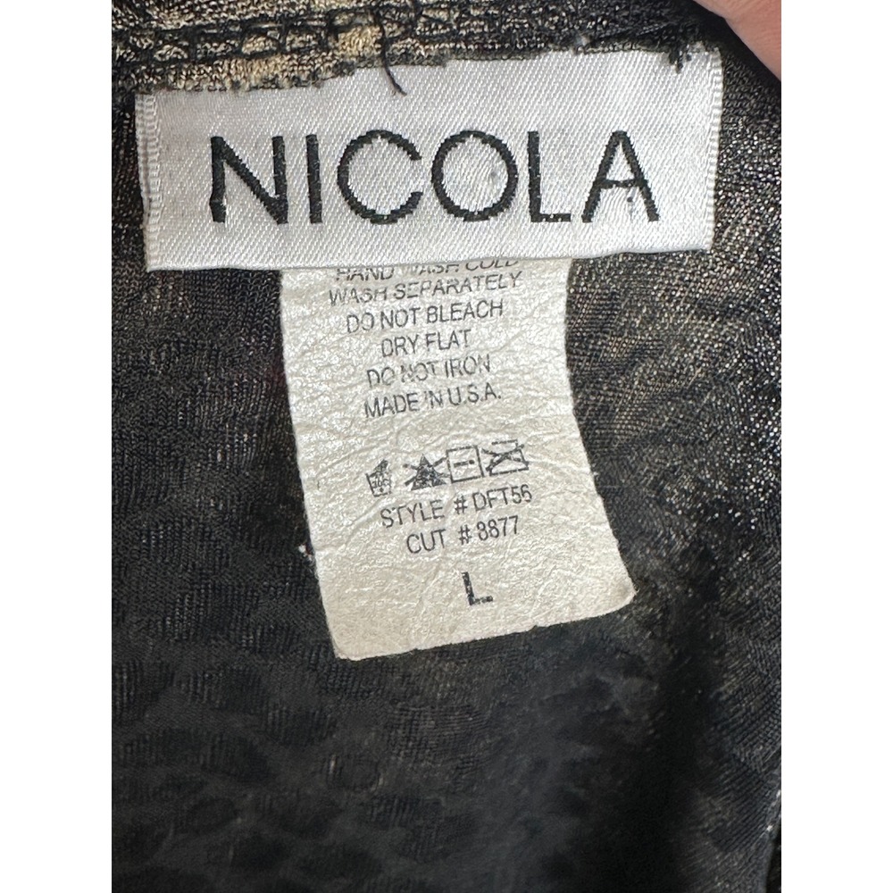 VTG Nicola Top Large Purple Black Abstract Geometric Animal Print Textured Scoop - Picture 5 of 6